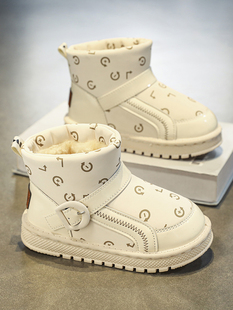 女童雪地靴冬季2023防滑防水儿童棉，靴子加绒加厚宝宝女款棉鞋