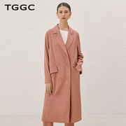 TGGC/台绣风衣2024年春季长袖宽松减龄设计感女士中长款外套