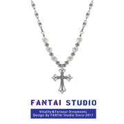 fantai十字架珍珠项链女锁骨链网红甜酷轻奢，小众设计感辣妹吊坠