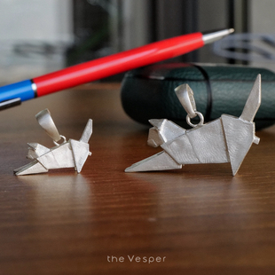 童年不折叠/Vesper原创设计S925纯银折纸猫咪立体吊坠万能扣项圈