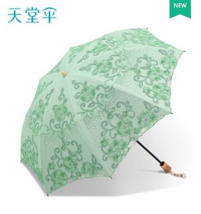 天堂伞蕾丝刺绣伞，防晒防紫外线遮阳伞，女二折叠伞便携花边太阳伞