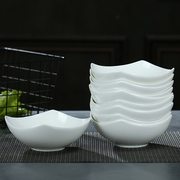 景德镇骨瓷碗套装纯白色简约陶瓷碗6个装家用汤碗面碗创意沙拉碗