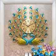 .孔雀挂钟客厅家用时尚创意钟表静音简约装饰壁钟欧式时钟石英钟
