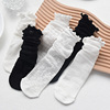 蕾丝袜子女中筒袜夏季薄款超薄白色长筒，ins潮堆堆袜黑色镂空花边