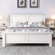 实木床1.8米美式双人床白色橡木高箱床主卧具