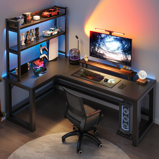 转角电竞桌电脑桌台式家用双人书桌书架卧室拐角桌子办公桌游戏桌