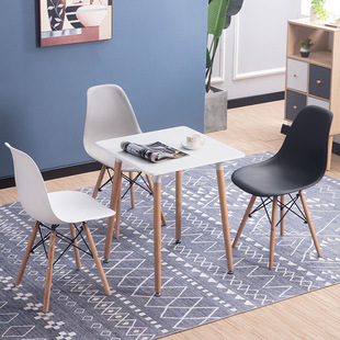 北欧餐桌椅组合现代简约小户型，家用饭桌实木，白色伊姆斯洽谈桌椅子