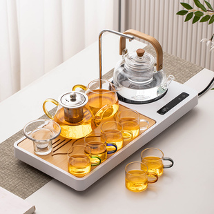 功夫茶具套装家用电陶炉煮茶小茶台一体全自动茶盘小型玻璃煮茶壶