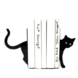 创意猫咪书架挡板办公桌面书立夹书立架书本收纳儿童书靠书挡摆件