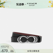 coach蔻驰奥莱女士经典标志带扣腰带休闲质感，高级感牛皮真皮黑色