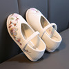 老北京布鞋儿童汉服鞋宝宝女童绣花鞋中国风学生舞蹈鞋演出白色鞋