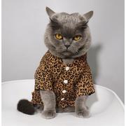 潮！宠物猫咪比熊小型小狗衣服猫咪衣服夏季薄款防掉毛 豹纹衬衣