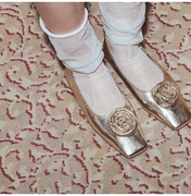 玫瑰花鞋!时髦复古又嗲!两穿日系方头，浅口芭蕾舞鞋奶奶鞋女单鞋