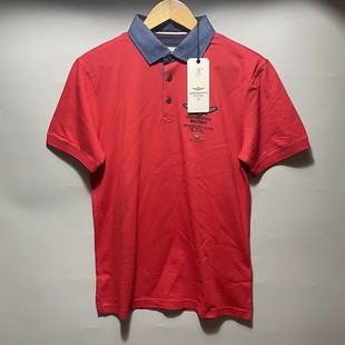 欧州小众轻奢品牌男士夏季经典，全棉红色拼接领短袖polo衫t恤