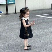 女童连衣裙夏装女宝宝娃娃领礼服背心裙小童女孩洋气公主裙子