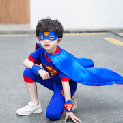儿童超人套装夏季短袖幼儿园男孩动漫角色扮演表演服六一走秀演出