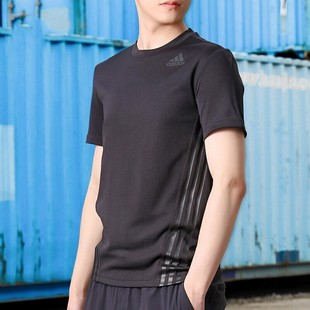 阿迪达斯健身短袖男夏季速干透气运动服训练黑色，t恤衫fl4309
