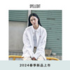 SPELLEDIT2024春季Logo布贴牛津白衬衫韩版女时尚潮流上衣