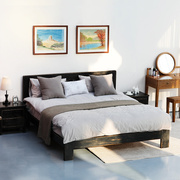 新中式做旧全实木床，1.5米1.8简约榆木双人婚床经济型，家具工厂
