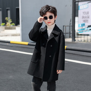 男童双面羊绒大衣韩范童装，2022春秋款外套，韩系男宝呢子大衣风衣