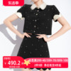 aui黑色名媛气质小香风短外套套装女2023夏减龄半身裙两件套