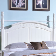 全实木床金丝檀木美式床，1.8米双人床欧式床，白色开放漆高箱储