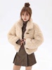 STN毛毛外套女冬季2023设计感立领短款卷曲羊羔毛外套夹克软