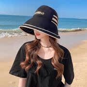防晒帽女夏季黑胶大檐太阳帽遮脸防紫外线遮阳帽可折叠空顶渔夫帽
