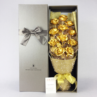 金玫瑰(金玫瑰)24k玫瑰花，金箔金花生日创意送女生，女友老婆七夕情人节礼物