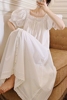 法式宫廷公主风纯棉睡裙，女夏短袖白色赫本风睡衣高级感家居服长裙
