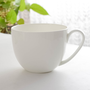 骨瓷大号早餐杯牛奶杯陶瓷，燕麦杯带把家用水杯可微波炉可定制logo