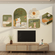 电视机背景墙装饰品壁画卧室房间，布置餐厅3d自粘贴纸摆挂件上方