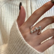 戒指女小众设计高级感不掉色通体S925纯银食指戒指女夸张大个性