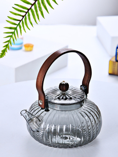 电陶炉玻璃泡茶壶专用烧水壶煮花茶养生壶水果茶具套装提梁南瓜壶