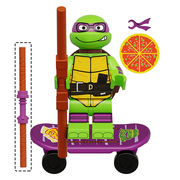 漫画忍者神龟K2131多纳泰罗滑板第三方儿童拼装人仔积木玩具