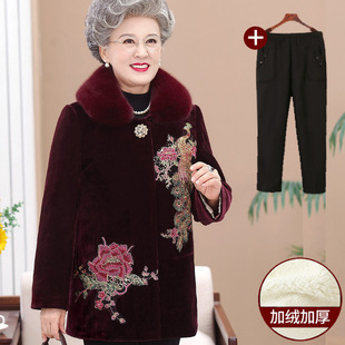 中老年人女冬装棉衣60-70岁奶奶，唐装棉袄老太太加绒加厚妈妈外套