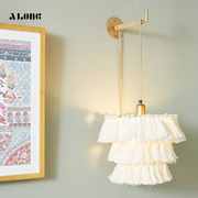 ins北欧卧室壁灯棉线编织亚麻，灯设计师创意个性，波西米亚风格吊灯