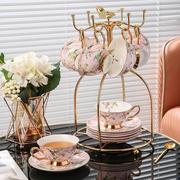 田园风骨瓷咖啡杯英式下午茶，茶具套装家用陶瓷，茶杯子创意金边杯具