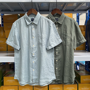 TONY WEAR/汤尼威尔夏季男士衬衣商务休闲棉麻简约素色短袖衬衫
