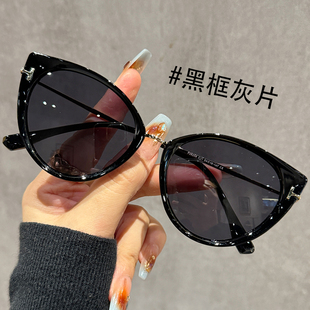韩版潮猫眼墨镜女款可配近视偏光太阳镜防晒防紫外线2023眼镜