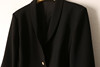 OL风格 职业耸肩长袖纯黑色青果领西服外套春秋季女士西装开衫潮
