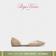 24期免息Roger Vivier/RV女鞋Trompette真皮方头芭蕾舞鞋