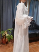 瑕疵品2件宫廷风大灯笼袖，镂空蕾丝白睡裙(白睡裙)宽松长款连衣裙
