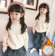 女童高领毛衣加绒加厚冬季打底衫，女孩外穿12中大童线衣儿童羊绒衫