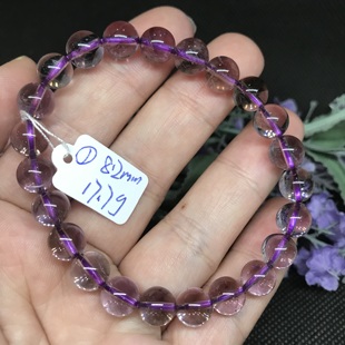 天然巴西浅紫色紫水晶，手链内部有棉裂女款礼物一物一图