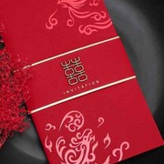 中式用品婚礼喜帖订制结婚浪漫请柬个性对折式信封打印大气请帖邀