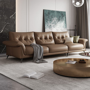 布雷尔意式极简真皮沙发客厅组合简约现代头层牛皮小户型直排沙发