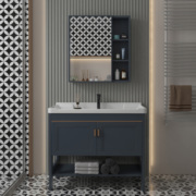 卫生间洗手盆柜组合落地式浴室柜，组合陶瓷一体盆小户型全铝洗手盘