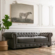 法式轻奢蓝色丝绒布艺沙发大小户型，客厅拉扣贵妃，l型转角组合沙发