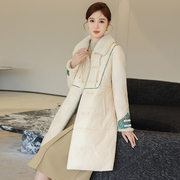 海宁皮衣女士长款外套，绵羊皮中国风时尚，显瘦2023冬真皮羽绒服